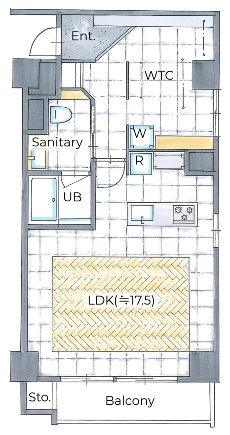 リビング兼寝室のレイアウト＆デザイン事例｜千葉『be naked』